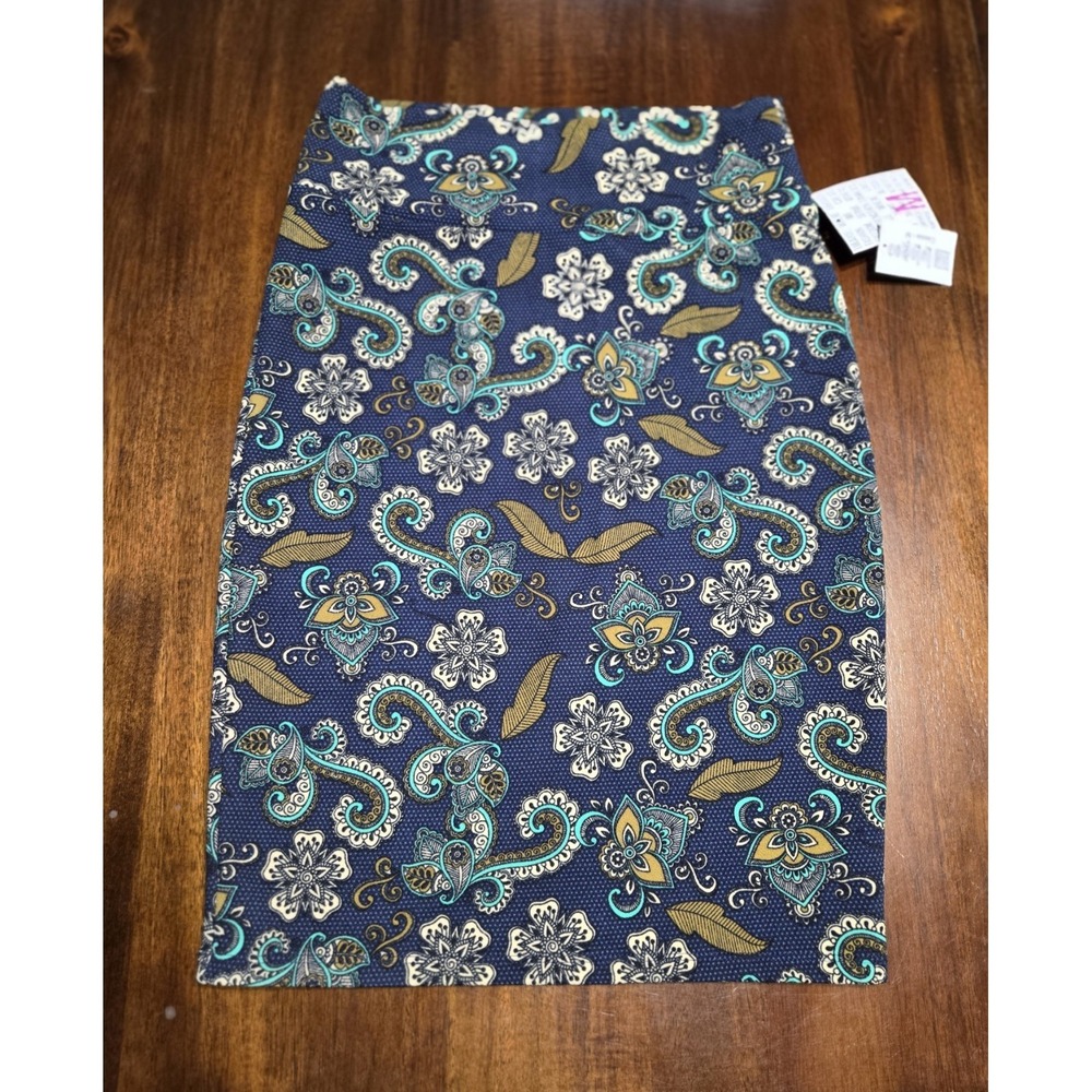 LuLaRoe Cassie Womens Pencil Skirt, Navy Paisley, Sz Medium Pull On Stretch NWT